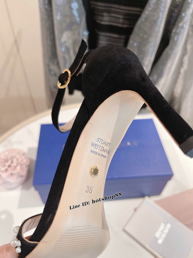 STUART WEITZMAN經典款高跟涼鞋 一字帶珍珠涼鞋 dx3256